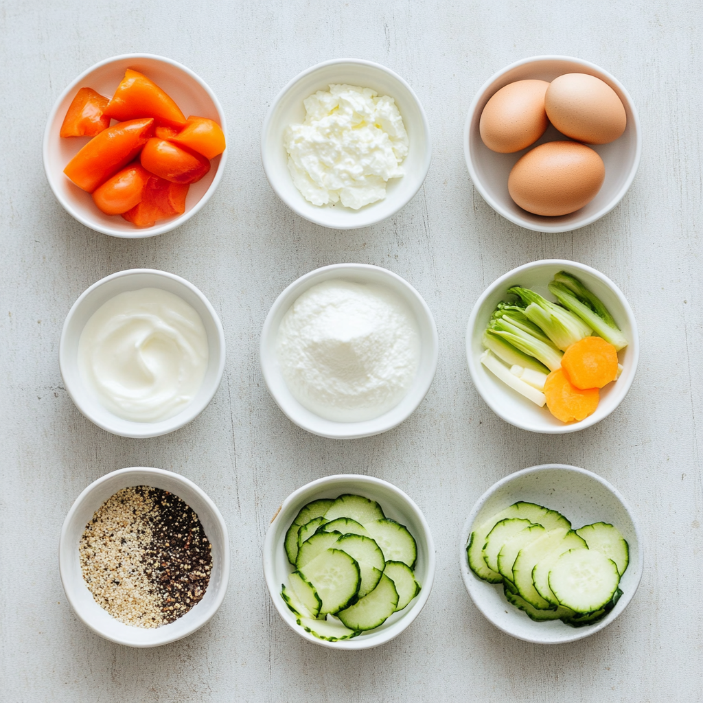 Egg White Veggie Omelette with crispy potato crust and vegetable filling a white plate overhead view