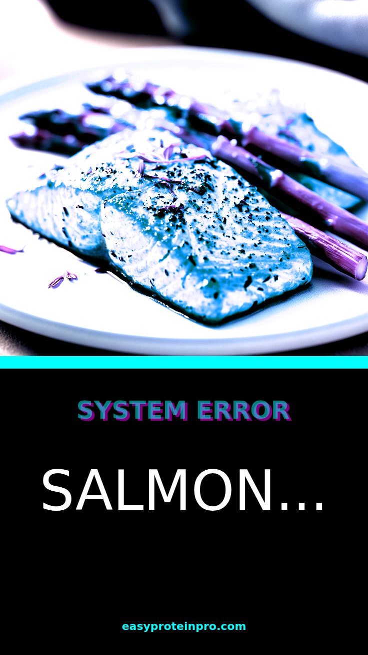 Baked Salmon with Asparagus with crispy potato crust and vegetable filling a white plate overhead view